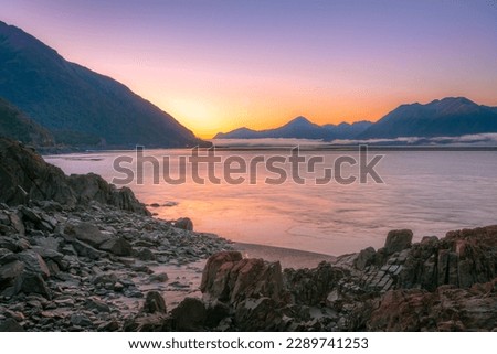 View of sunrise at Beluga point near Anchorage, Alaska.