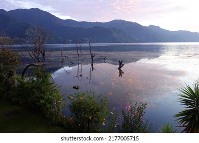 View Of The Sunrise Over Lake Atitlán In Guatemala, From The Hotel Balcony.