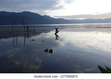 View Of The Sunrise Over Lake Atitlán In Guatemala, From The Hotel Balcony.