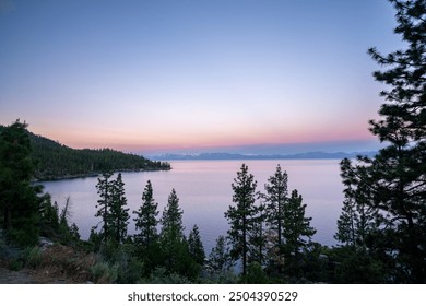 View of Sunrise Over Lake Tahoe with Clear Skies - Powered by Shutterstock