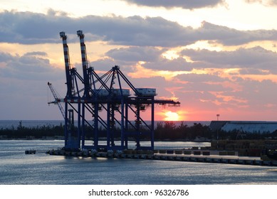 The View Of A Sunset In Freeport On Grand Bahama Island (The Bahamas).