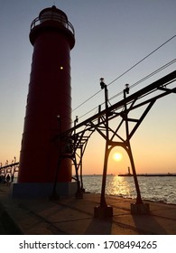 View Of Sunset In Grand Haven, Mi