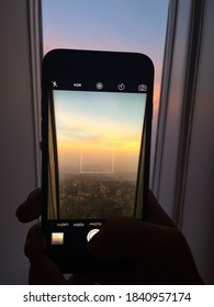 View of a sunset on a plane