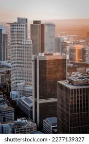 View of the sunset from the skyscraper