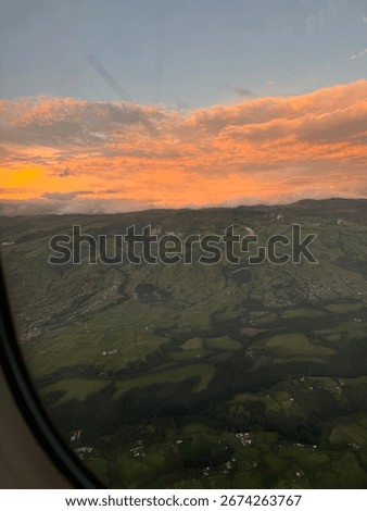 View of the sunset though a plan window 