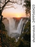 View of sunset at Victoria Falls during sunset with a lovely afternoon glow