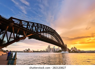 View Of Sydney Harbor At Dusk