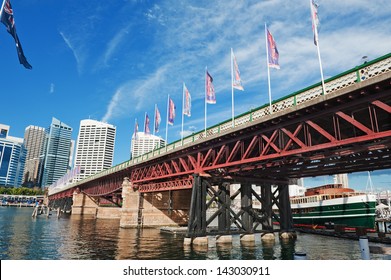 View Of The Sydney Pyrmont Bridge And Skyscrapers In Sydney