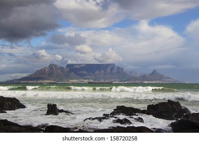 The view of Table Mountain from Blouberg on an overcast day - Shutterstock ID 158720258