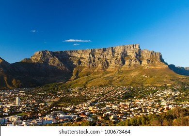 View of Table Mountain with city (Cape Town, South Africa)