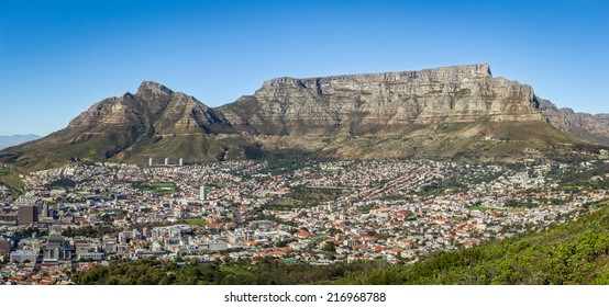 View of the Table Mountain, Devil's Peak and Cape Town, South Africa
