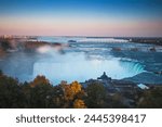 View of Table Rock visitor center and Horseshoe Falls, Niagara Falls, Niagara, border of New York State, and Ontario, Canada, North America