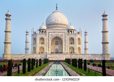 View of Taj Mahal in early morning, Agra, Uttar Pradesh, India. Taj Mahal was designated as a UNESCO World Heritage Site in 1983.