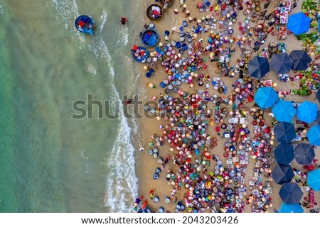 Similar – Aerial Summer View Of Crowded Beach Full Of People