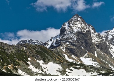 View Of Kościelec, Tatra Mountains, Spring In Tatra Mountains, Snow On Kościelec 