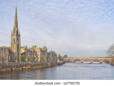 View to Tay Street in Perth, Scotland