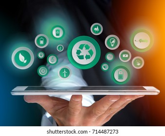 View of a Technology ecologic interface with icon displayed on a technology interface