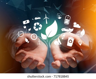 View of a Technology ecologic interface with icon displayed on a technology interface