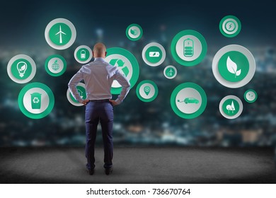 View of a Technology ecologic interface with icon displayed on a technology interface