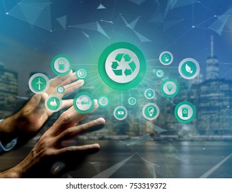 View of a Technology ecologic interface with icon displayed on a technology interface