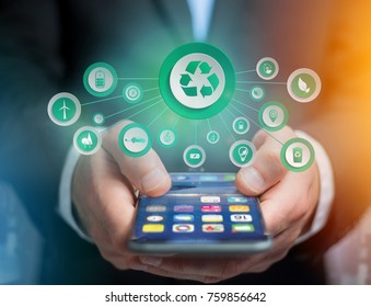 View of a Technology ecologic interface with icon displayed on a technology interface