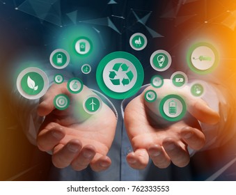 View of a Technology ecologic interface with icon displayed on a technology interface - Powered by Shutterstock - Get 15% off with code: PIKWIZARD15