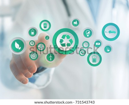 View of a Technology ecologic interface with icon displayed on a technology interface
