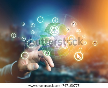 View of a Technology ecologic interface with icon displayed on a technology interface