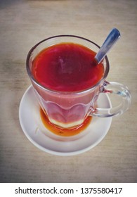 View Of Teh Tarik Is A Hot Milk Tea Beverage Which Can Be Commonly Found In Restaurants, Outdoor Stalls And Kopi Tiams Within The Southeast Asian Countries Of Malaysia, 