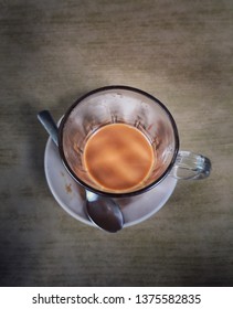 View Of Teh Tarik Is A Hot Milk Tea Beverage Which Can Be Commonly Found In Restaurants, Outdoor Stalls And Kopi Tiams Within The Southeast Asian Countries Of Malaysia, 