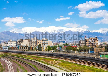 A view of Tehran skyline in front of railways, the capital city of Iran.