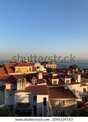 View of the Tejo river and rooftops in Lisbon, Portugal