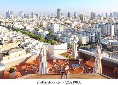 View of Tel-Aviv city from roof cafe (Israel)