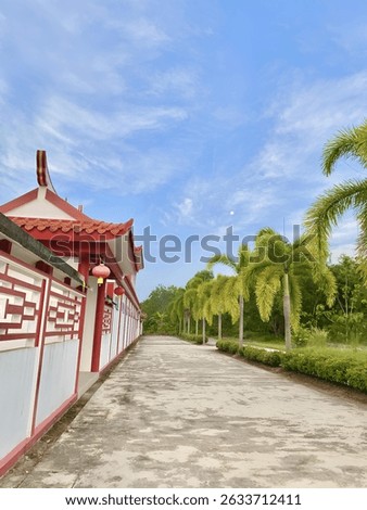 View at the temple with blusky
