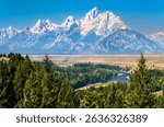 View of the Teton Mountain Range above the Snake River in Grand Teton National Park - Wyoming, United States