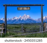 View of the Teton Range from Cunningham Cabin Historic Site in Grand Teton National Park: Teton County, Wyoming, USA