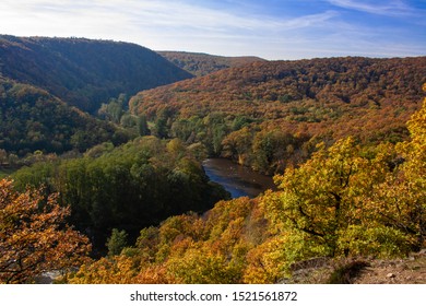 View Of The Thaya River Valley In Autumn Czech Republic.