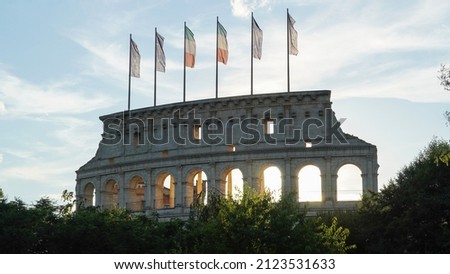 View of thematic hotel Colosseo in Colosseum style in Europa-Park, the largest theme park in germany