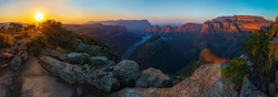 View Of Three Rondavels And The Blyde River Canyon At Sunset In South Africa