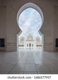 View Through The Arch At Sheikh Zayed Grand Mosque In Abu Dhabi, UAE