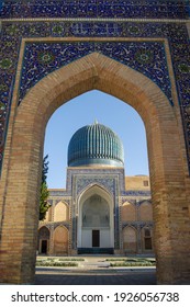 View Through The Entrance Gate Of Landmark Monument Gur E Amir, Mausoleum Of Amir Timur Or Tamerlane In UNESCO Listed Samarkand, Uzbekistan