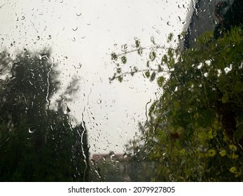 The View Through The Rain Drenched Window