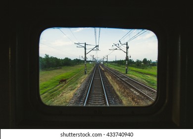 View through train window