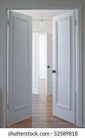 View Through Two Double Doorways With The Doors Open