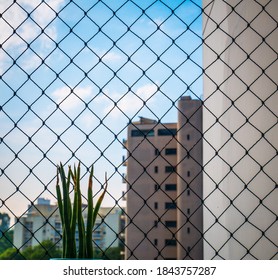 View Through A Window With Safety Net