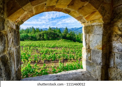 View Through The Window To Vineyards Of Napa Valley Wine Country