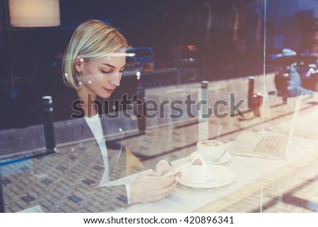 Similar – Image, Stock Photo woman Woman instant Wait