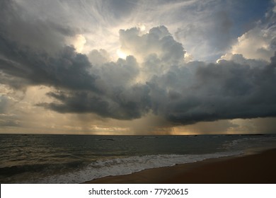 View Of Thunderstorm Clouds Above The Sea