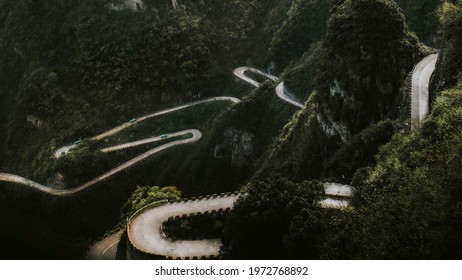 View Of Tianmen Mountain Road, China