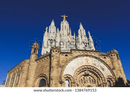 view to tibidabo church, Barcelona in the Spain, Europa